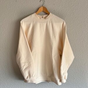 Madewell Cream Stretch Crewneck w/ Button detail Sz M